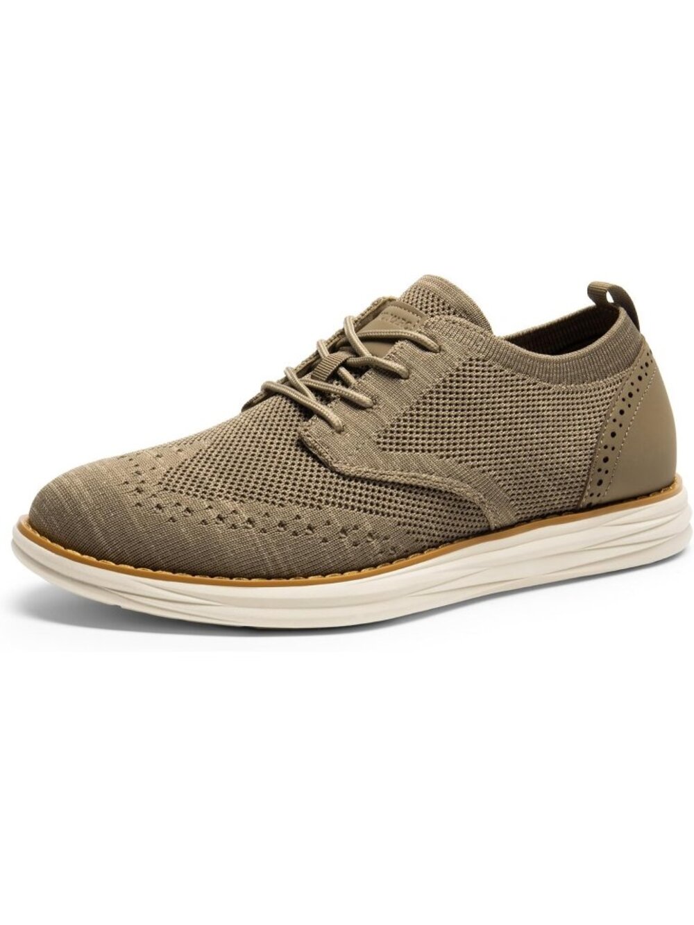 Men's Khaki Knit Mesh Dress Sneakers Lace Up Casual Walking Oxford Shoes